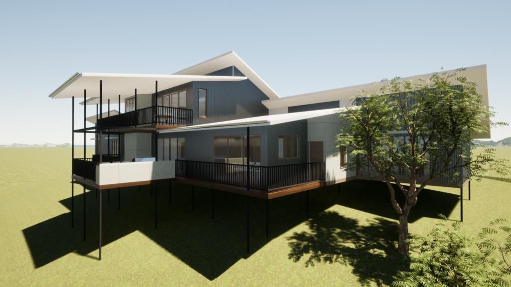 An Artist 's Impression of a House on Stilts in a Field — Drawing Works In Townsville City, QLD