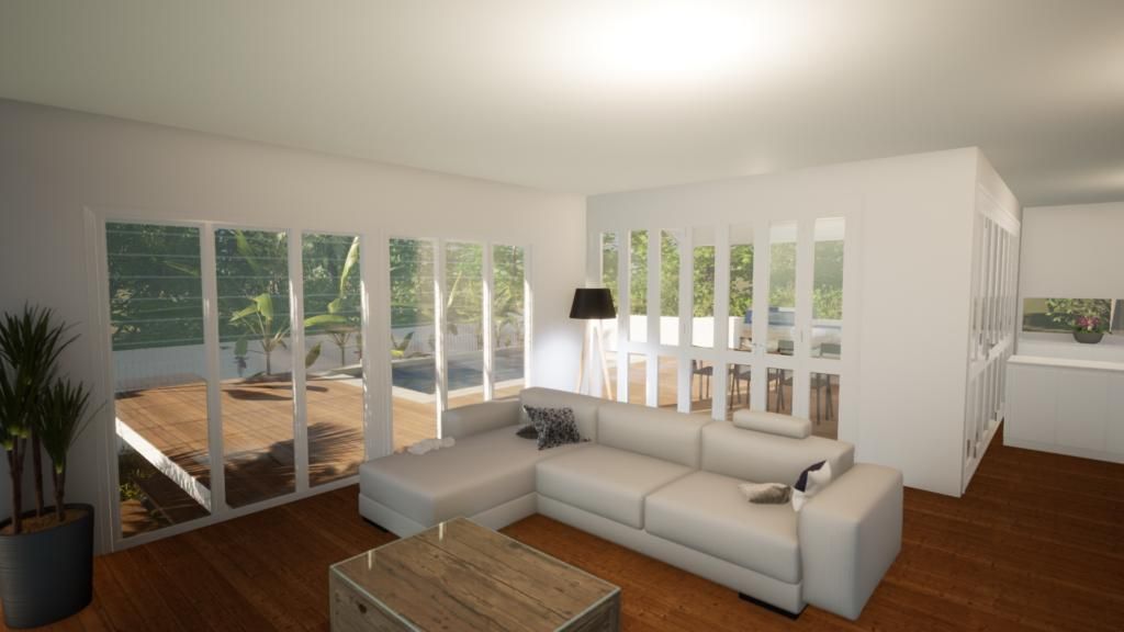 A Living Room With a Couch , Coffee Table , and Lots of Windows — Drawing Works In Townsville City, QLD