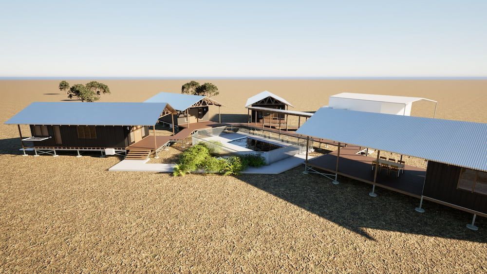 An Aerial View of a House in the Middle of a Desert — Drawing Works In Townsville City, QLD