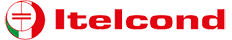 A red and green logo for itelcond on a white background