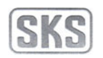 A close up of the sks logo on a white background.