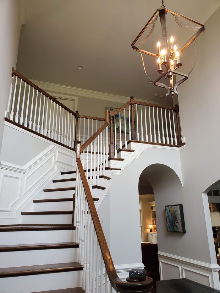 Painter in Mechanicsville, VA: White Stair risers with Gray Walls