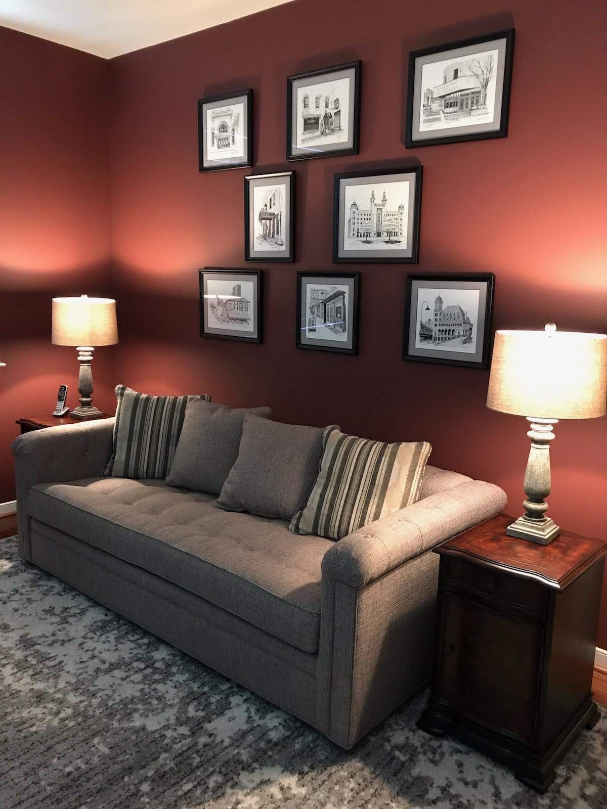 Moody Office Walls SW Emerals Matte Carnelian SW 7580