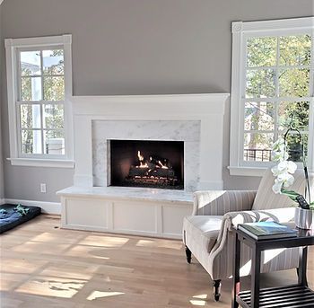 White Fireplace Surround with Gray Walls