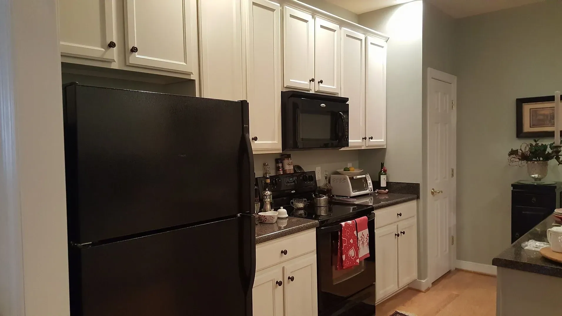 Maple Kitchen Cabinets after BM Command Satin Decorator's White CC-20