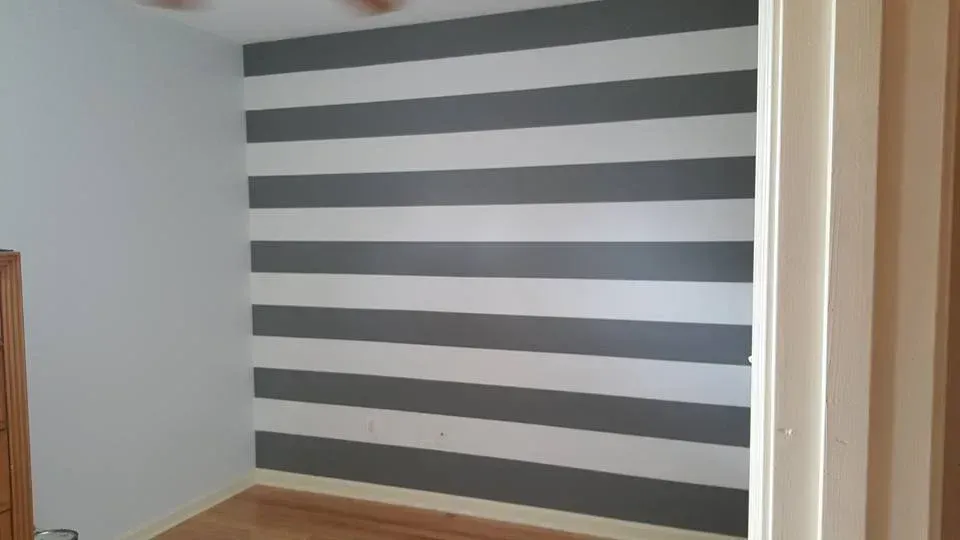 Gray and White Striped Accent Wall