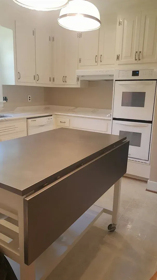 Pine Kitchen Cabinets after BM Command Satin Decorator's White CC-20