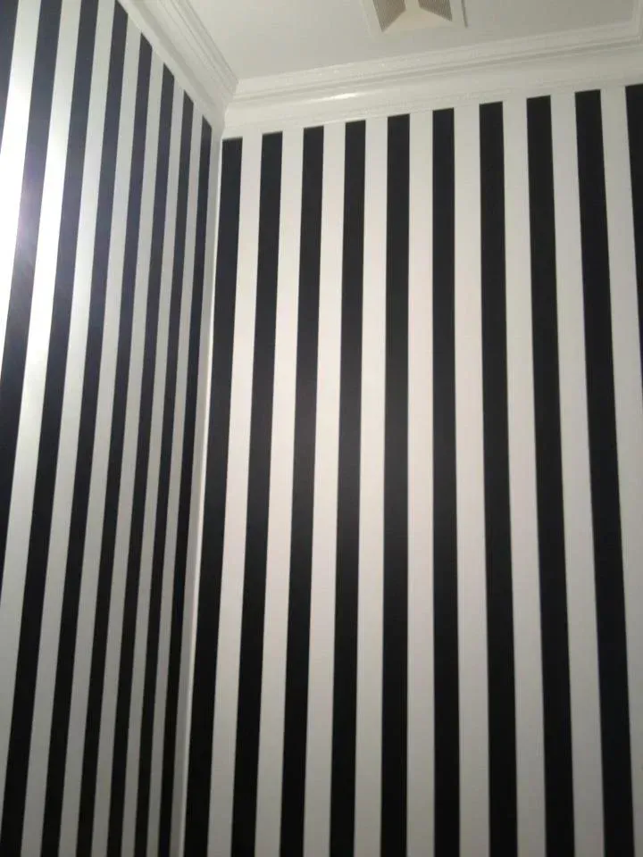 Black and White Bathroom Stripes