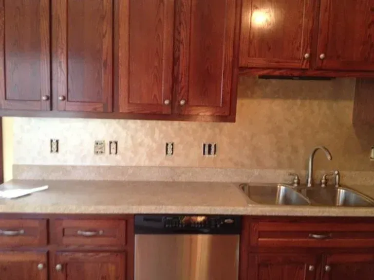 Metallic Faux Finish Kitchen Backsplash