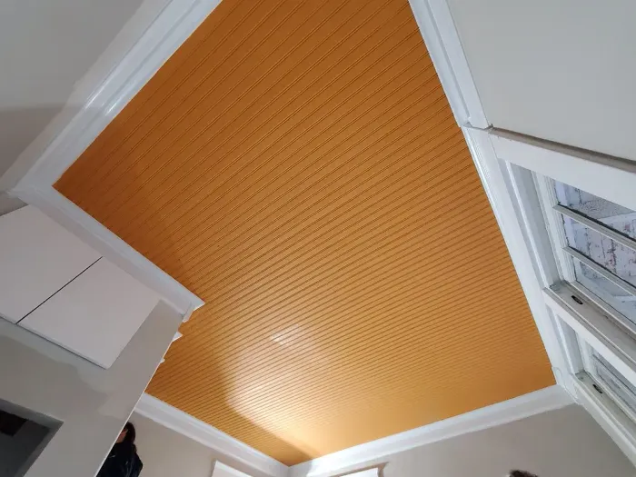 Painter in Mechanicsville, VA: Orange Beadboard Ceiling