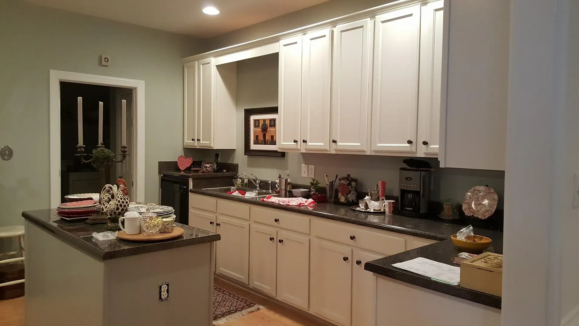 Maple Kitchen Cabinets after BM Command Satin Decorator's White CC-20