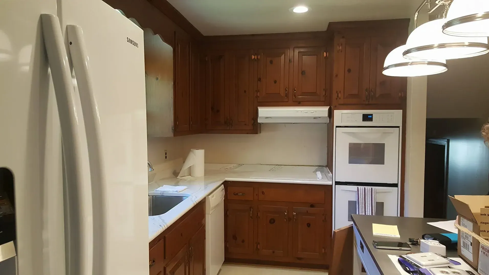 Pine Kitchen Cabinets before