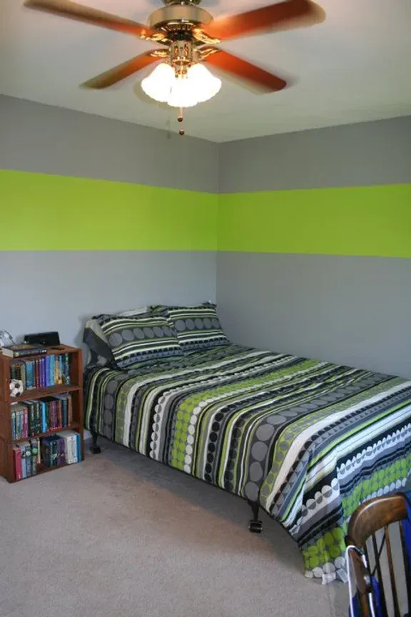 Lime Green Stipe on Gray wall