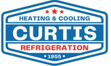 Logo for Curtis Heating & Cooling, a blue and white hexagon with "Curtis" prominently displayed.