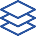 a blue and white logo of creative design