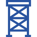 a blue and white logo of rigging