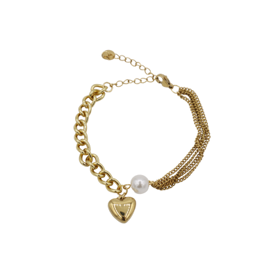 Armband met hartbedel & parel detail