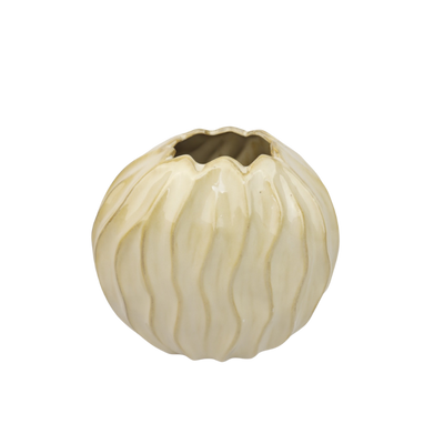 beige, platte vaas met golvend effect