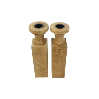 Set van 2 houten kandelaars
