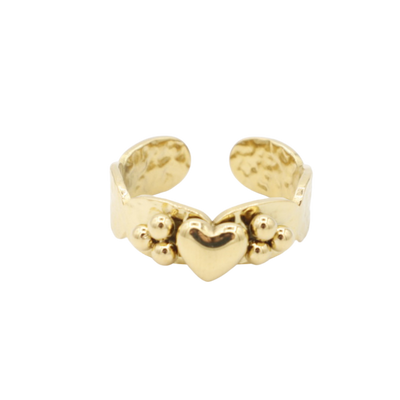 Ring met hart & kraal details