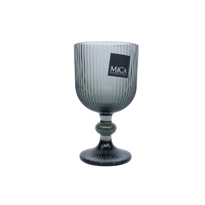 Geribbelde glas goblet – smoke grey