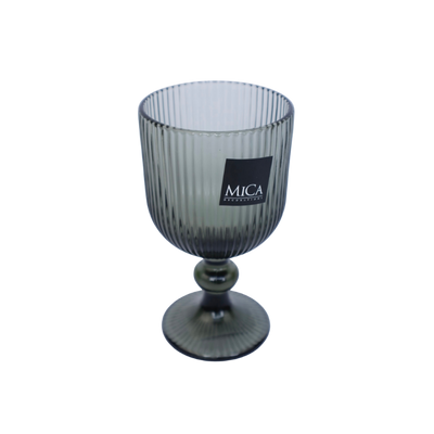 Geribbelde glas goblet – smoke grey