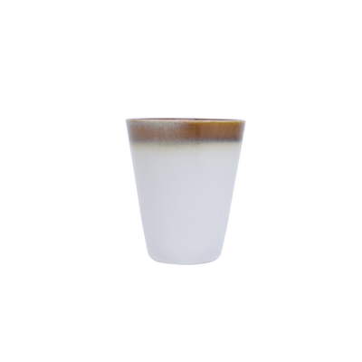 Keramieken beker – wit met warme bruine rand