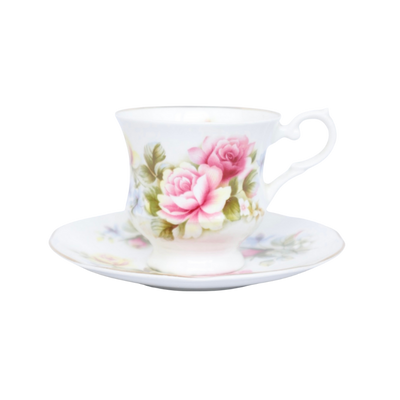 Vintage porseleinen kop & schotel – rozenmotief