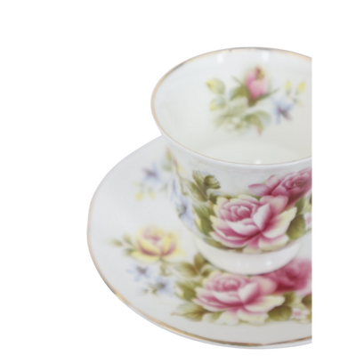Vintage porseleinen kop & schotel – rozenmotief