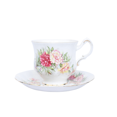 Vintage porseleinen kop & schotel – kleurrijke bloemen