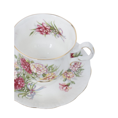 Vintage porseleinen kop & schotel – kleurrijke bloemen