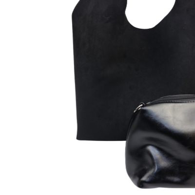 Suède look schoudertas zwart