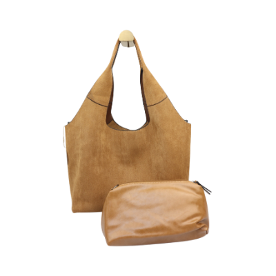 Suède look schoudertas cognac