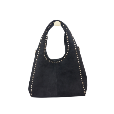 Zwarte suède tas met studs