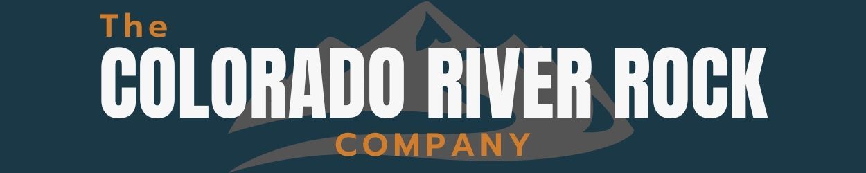 The colorado river rock company logo on a blue background