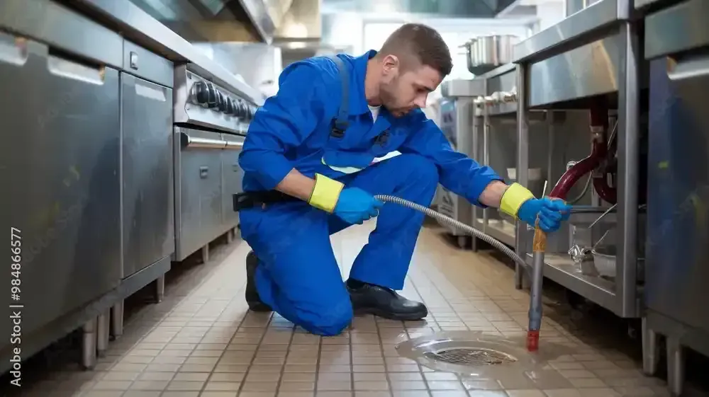 A plumbing technician from BemossTX in a kitchen in the State of Texas.