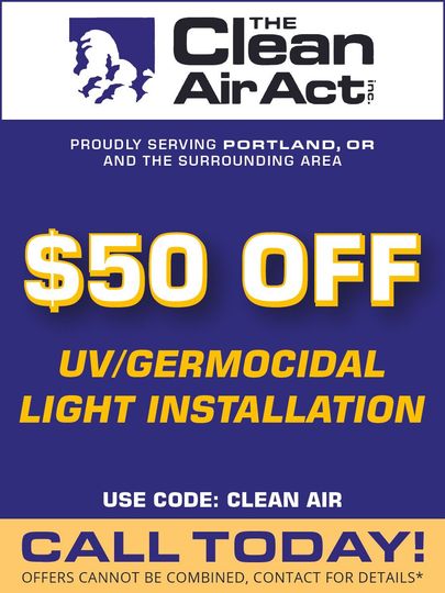 The clean air act is offering a $50 off uv / germicidal light installation