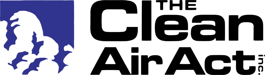 A logo for the clean air act with a blue background