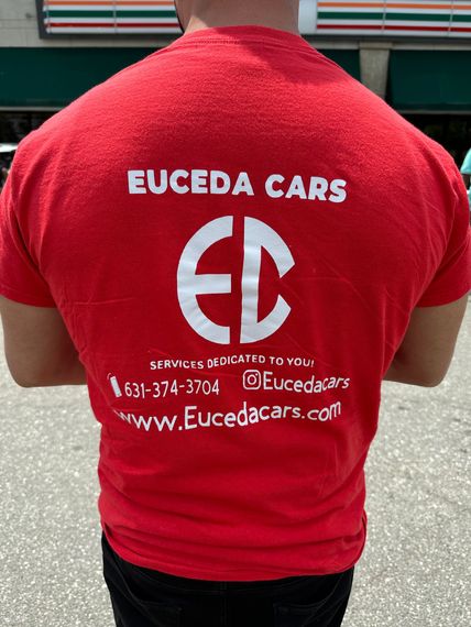 Man wearing a red t-shirt with 