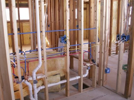 Rough-in of plumbing and electrical for kitchen remodel