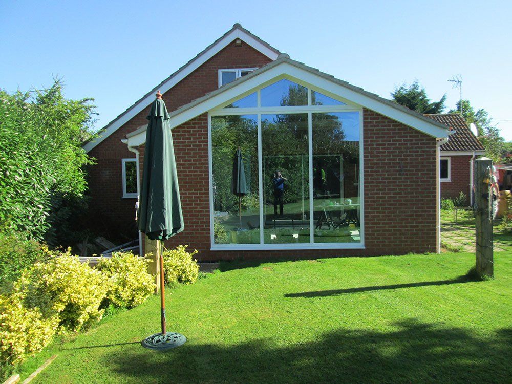 UPVC gable frame and full glazed window in to a new build extension – Rumburgh, Halesworth
