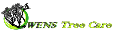 Logo for Owens Tree Care: a tree silhouette within a green circle, with the business name in green.
