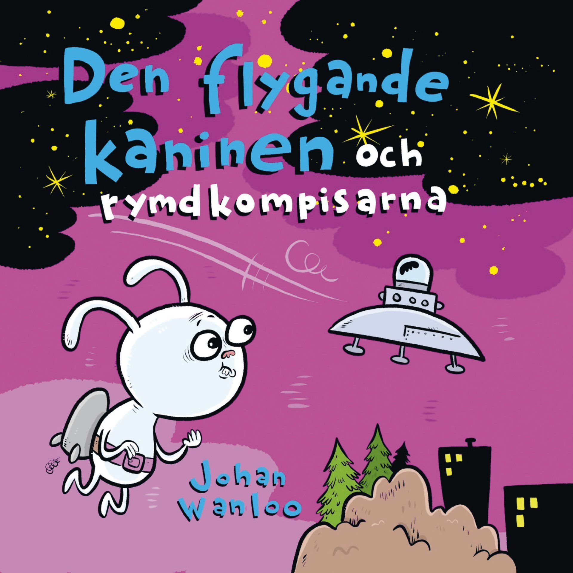 Den flygande kaninen och rymdkompisarna är skriven av Johan Wanloo på Stevali Bokförlag.