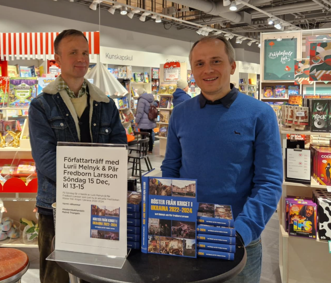 Författarna Pär Fredborn Larsson och Iurii Melnyk på Stevali Bokförlag.
