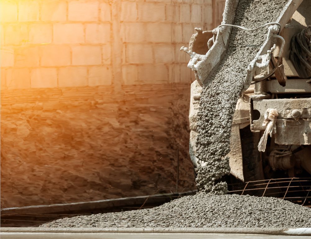 Concrete Being Poured From a Truck, Highlighting Construction — Salisbury Concrete Contractors In Murwillumbah, NSW