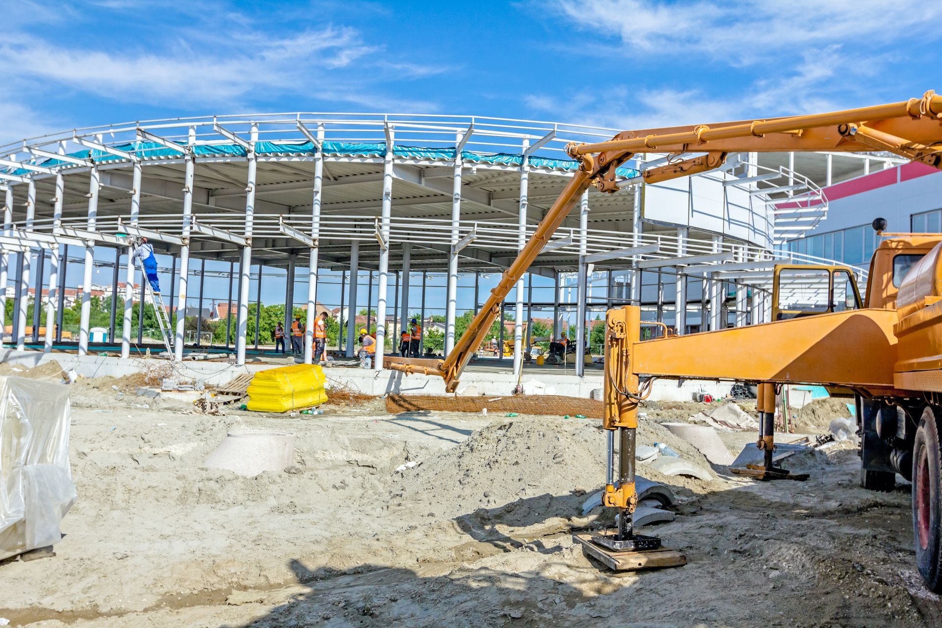 Construction Site With Metal Framework — Salisbury Concrete Contractors In Mullumbimby, NSW