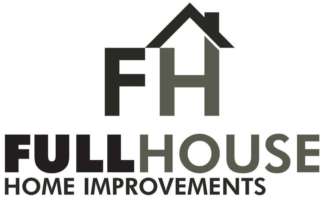 Logo for Full House Home Improvements with a house icon over the letters "FH". Below, the text "FULL HOUSE HOME IMPROVEMENTS".