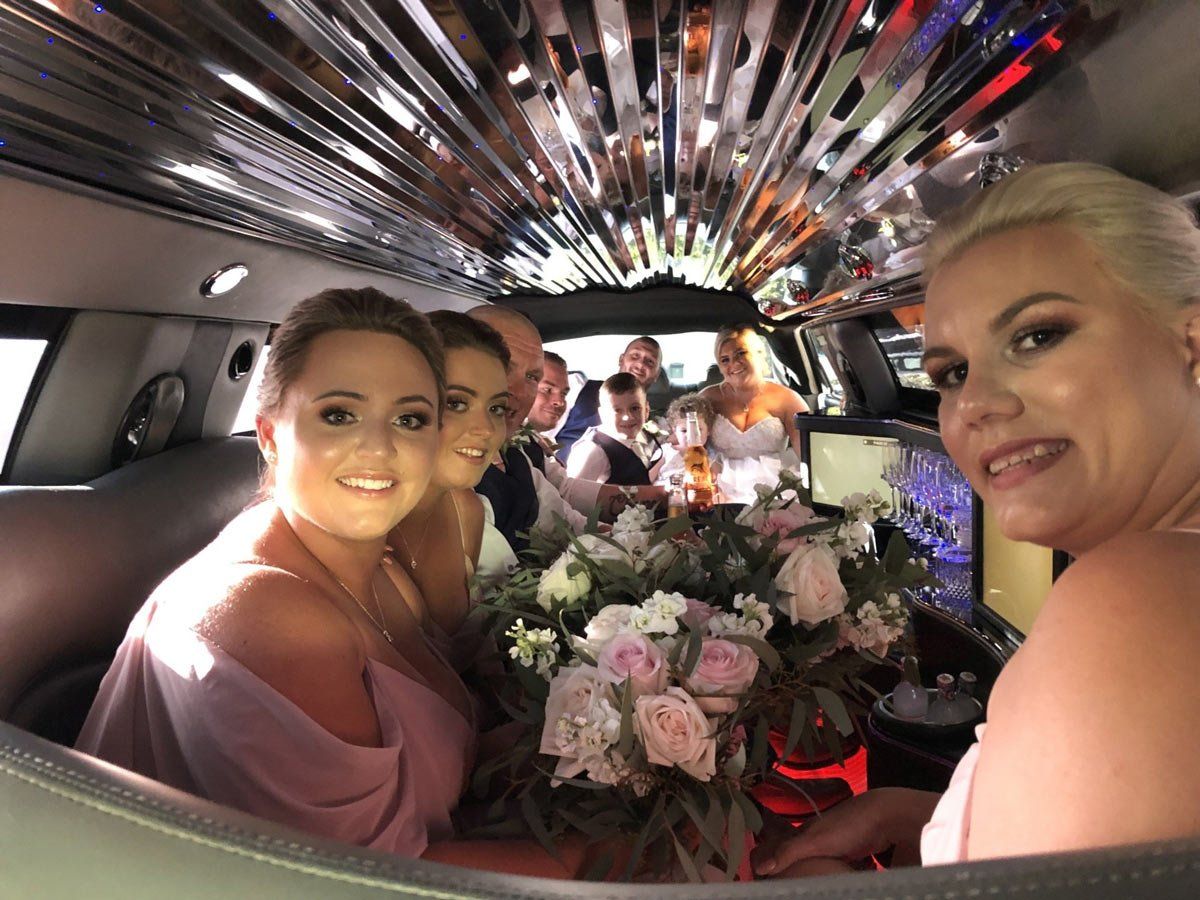 Bridal Party In Limousine — Superstretch300 Limousines in Golden Beach, QLD