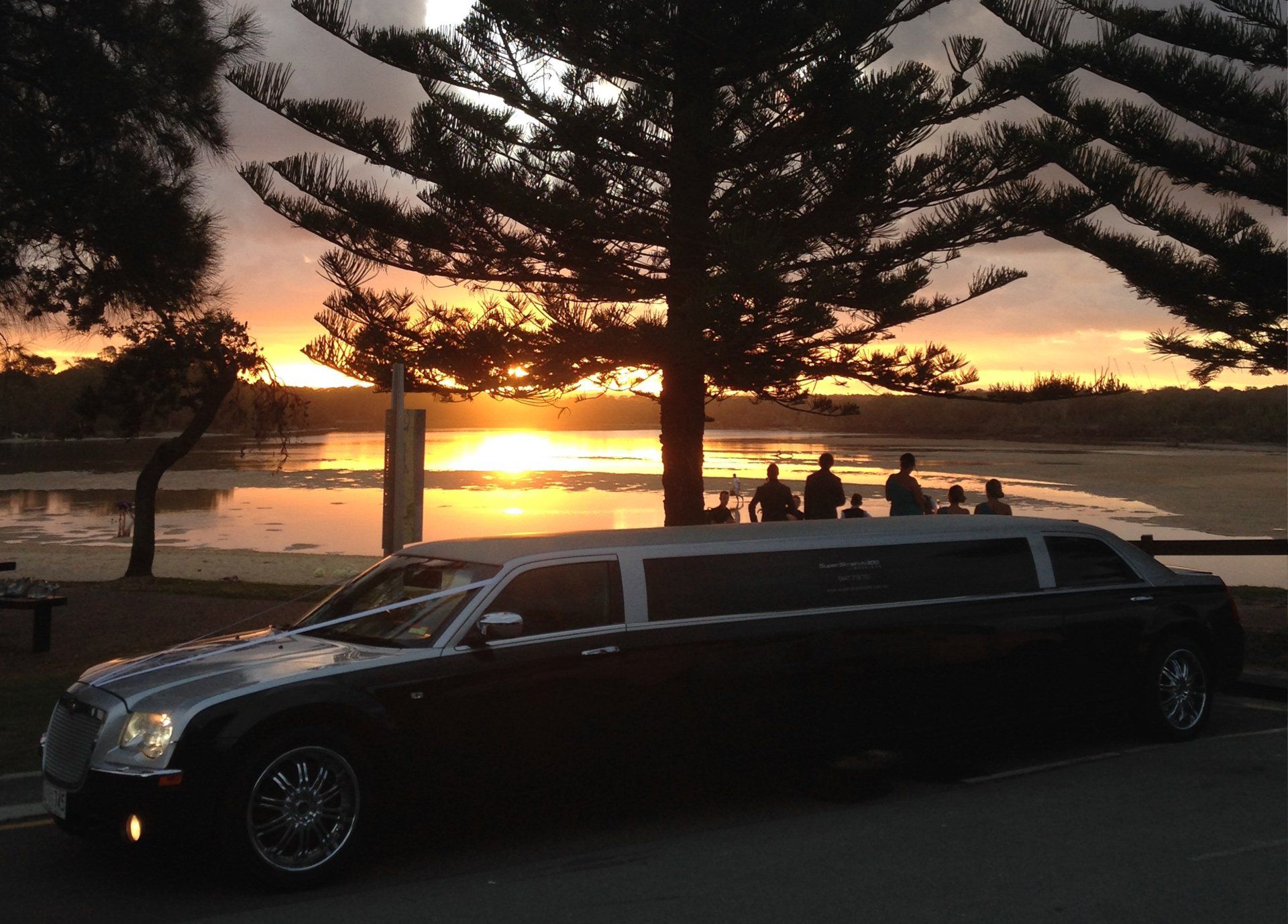 Black Limousine At The Sunset — Superstretch300 Limousines in Golden Beach, QLD