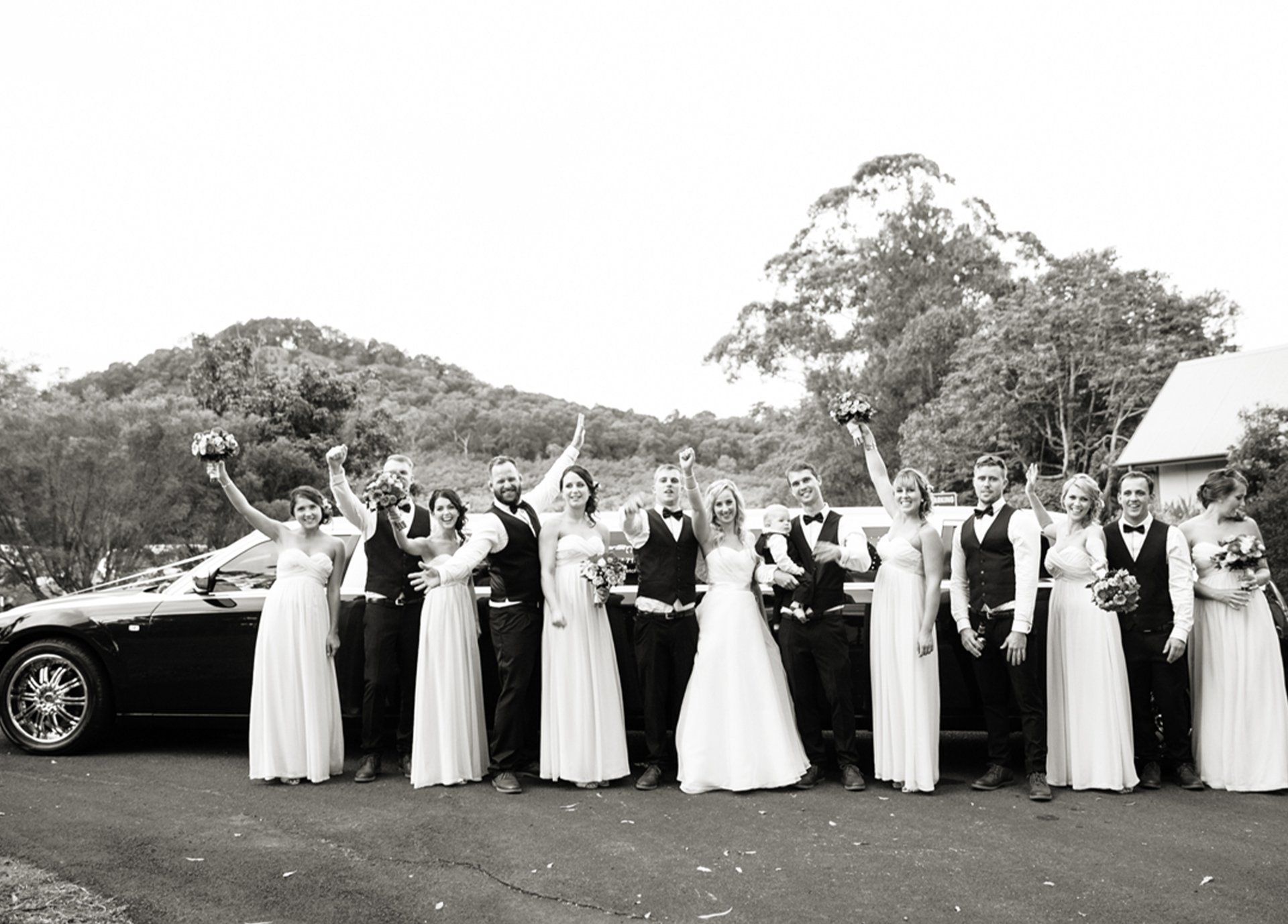 Limousine Behind The Brides And Grooms Maid — Superstretch300 Limousines in Golden Beach, QLD